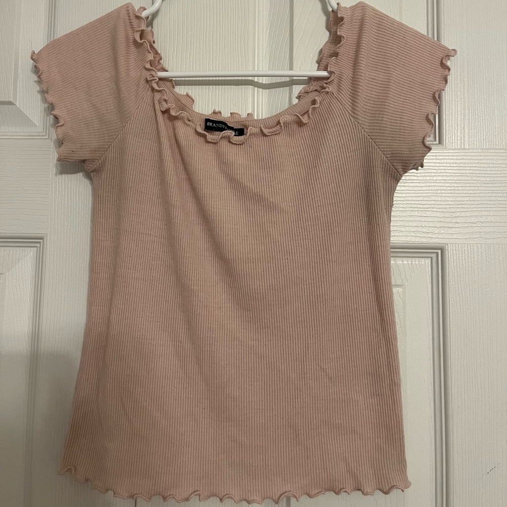 Brandy Melville Pink Ruffled (Lettuce) Top
